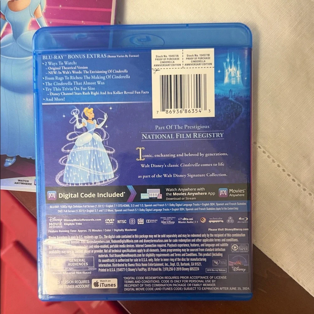 Disney Cinderella Anniversary Edition Blu-ray with dvd